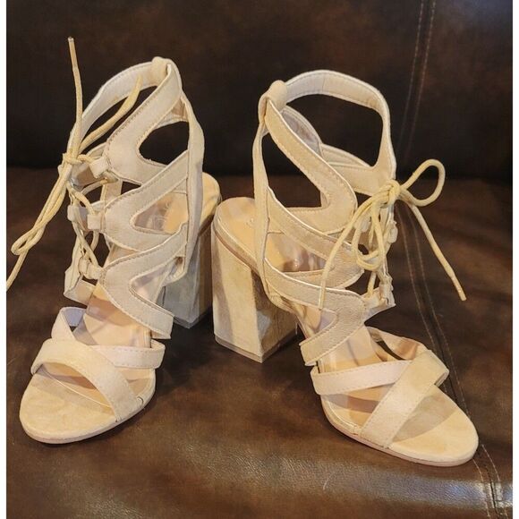 SOHO GIRLS LACE-UP SUEDE BLOCK SANDALS SIZE 8 NEW IN BOX - Picture 5 of 15